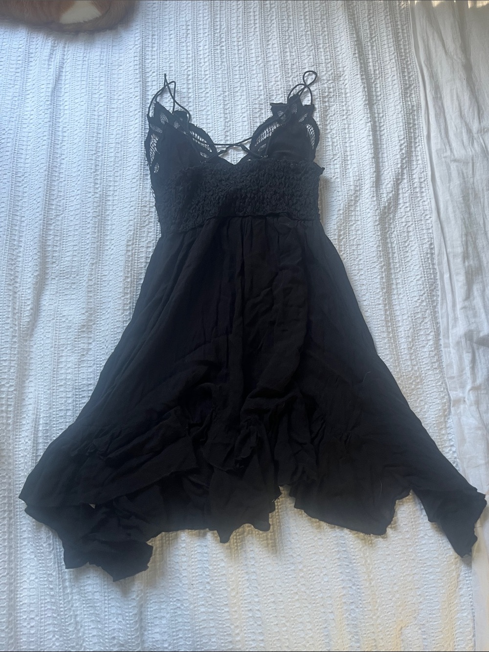 Free People Adella Black Lace-Trim Mini Dress - Picture 8 of 11